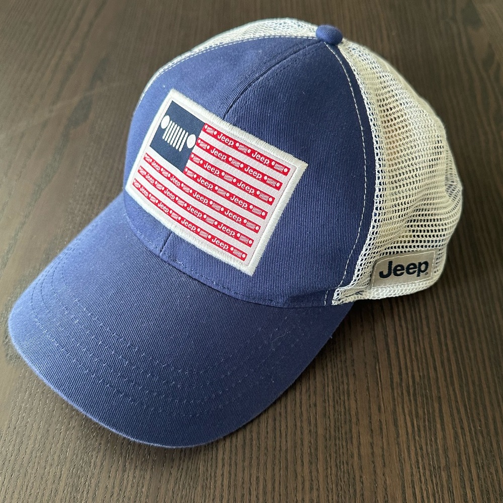 Jeep Stars & Stripes Hat - Baseball Cap - Adjustable Snapback Closure Blue
